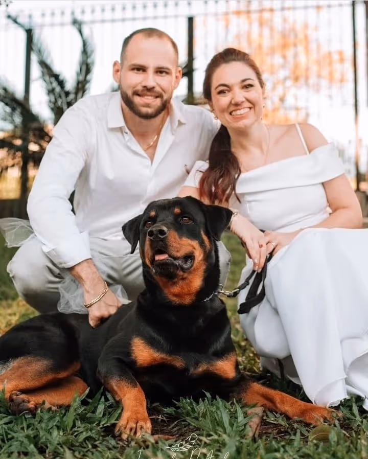 casa feliz com cachorro adestrado